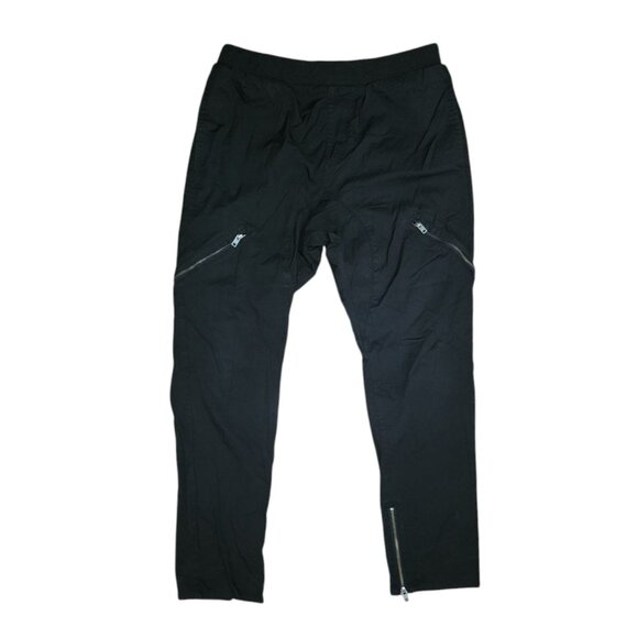 Zanerobe Pants Mens Size 38 Solid Black Pull On Cargo Utlity Joggers Zippers - Picture 1 of 4